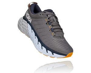 Hoka One One Gaviota 3 Mens Stability Running Shoes Charcoal Gray/Ombre Blue | AU-4926853